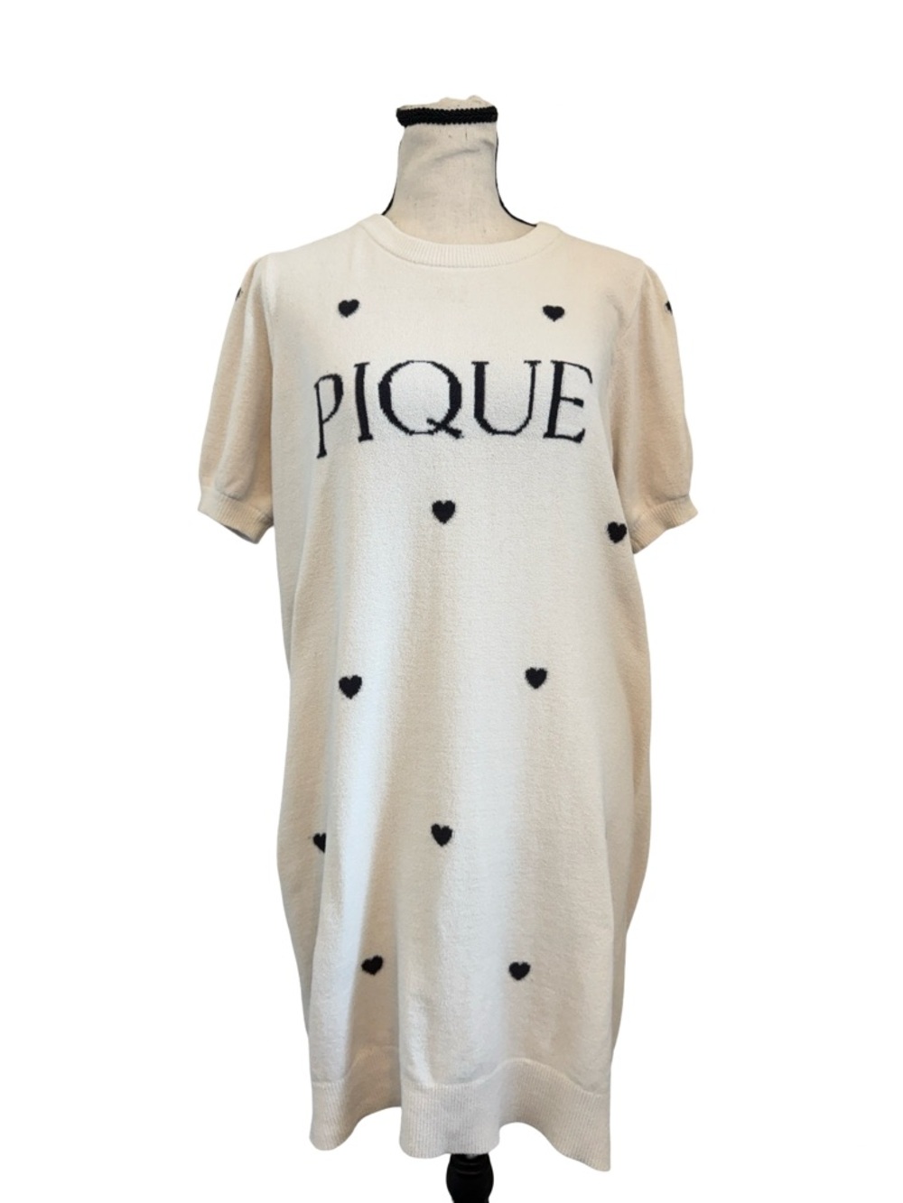 Gelato Pique Jacquard Logo Heart Lounge Dress OS Soft Kawaii Cozy Sleepwear